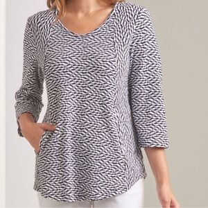 habitat Size S Waves Swing Top Stretch Crinkle Cotton Pockets Black & White